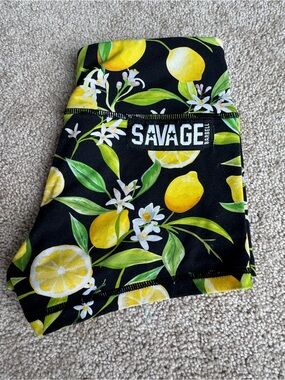 Savage Barbell Black Lemon Floral Athletic Shorts